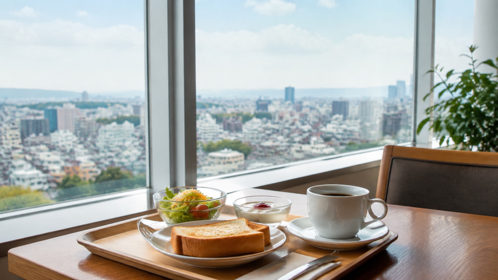 高層階の一般的なレストランでモーニングと眺望を楽しむテーマ画像